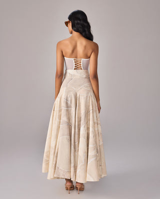 Agnes Ivory Corset And Ziva Skirt by Saaksha & Kinni available on Indiaspopup.com