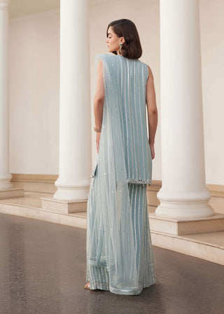 Powder blue straight kurta and pants set