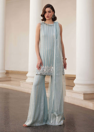 Powder blue straight kurta and pants set