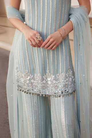 Powder blue straight kurta and pants set