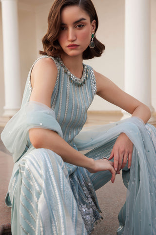 Powder blue straight kurta and pants set