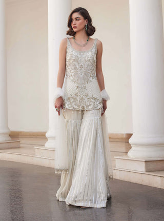 Pearl white kurta and sharara set