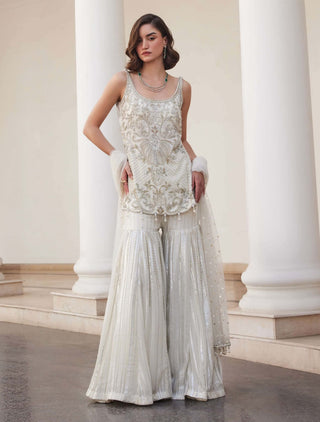 Pearl white kurta and sharara set