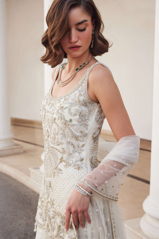 Pearl white kurta and sharara set