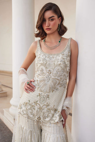 Pearl white kurta and sharara set
