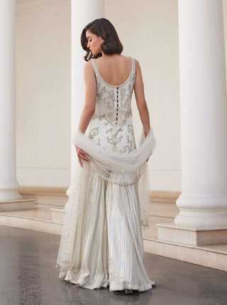 Pearl white kurta and sharara set