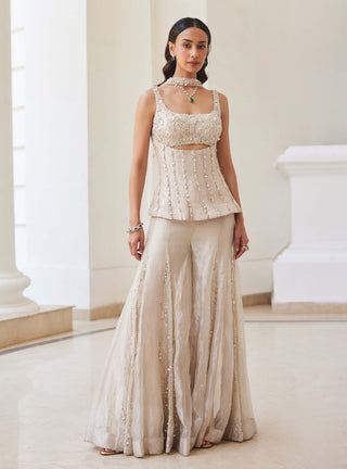 Ivory gold sharara and corset set