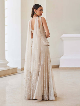 Ivory gold sharara and corset set