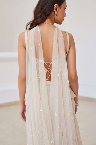 Ivory gold sharara and corset set