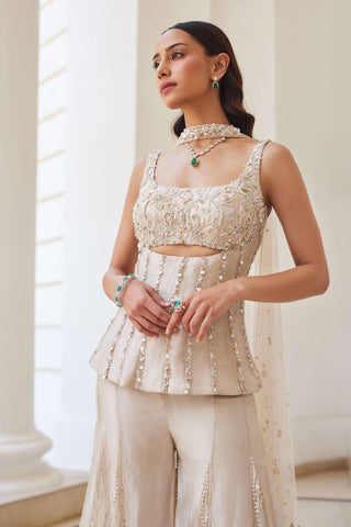 Ivory gold sharara and corset set