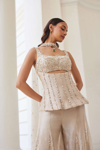 Ivory gold sharara and corset set