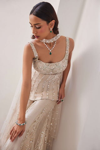 Ivory gold sharara and corset set