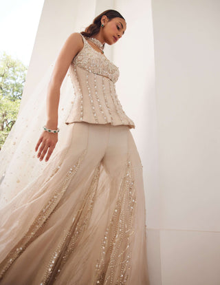 Ivory gold sharara and corset set