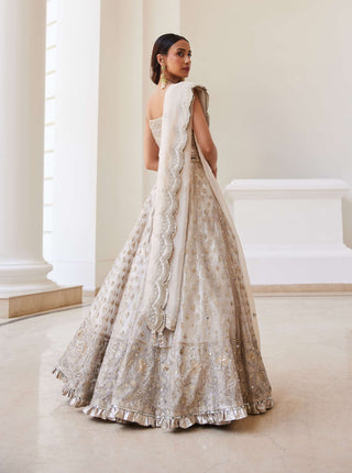 Ivory gold tissue lehenga set