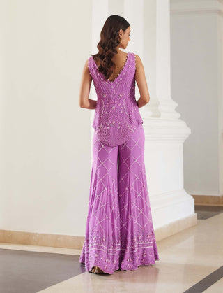 Bubblegum pink tonal peplum sharara set