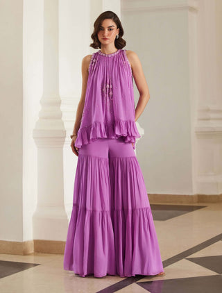 Bubblegum pink halterneck top and sharara