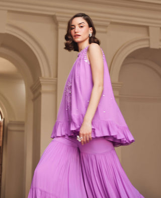 Bubblegum pink halterneck top and sharara