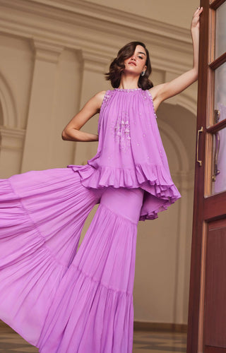 Bubblegum pink halterneck top and sharara