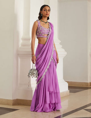 Bubblegum pink drape sari and blouse