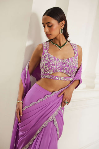 Bubblegum pink drape sari and blouse