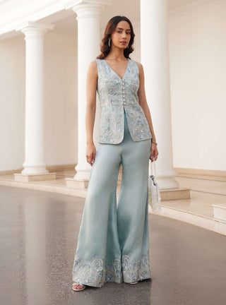 Powder blue peplum and pants