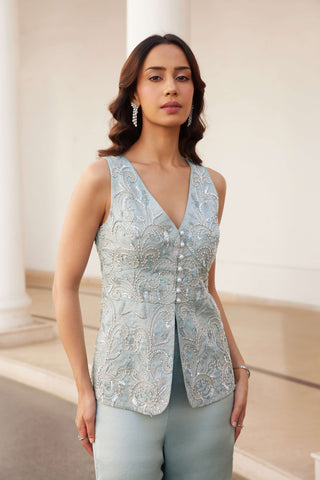 Powder blue peplum and pants