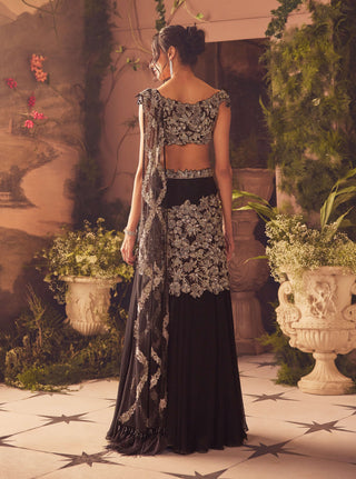 Seanna black draped sari and blouse