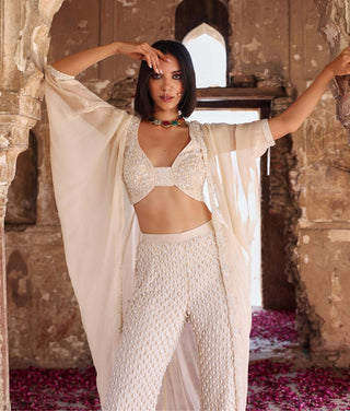 Niveda Embellished Cape And Palazzo Set by Seema Thukral available on Indiaspopup.com