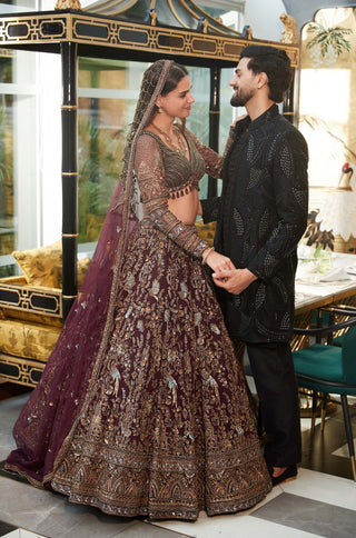 Shahira plum lehenga set