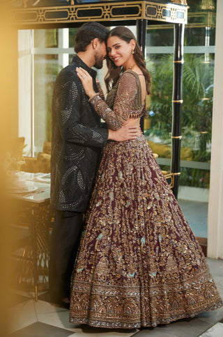 Shahira plum lehenga set