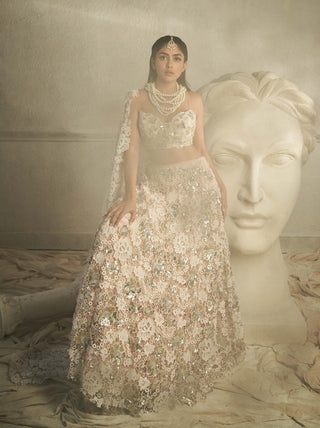 Shehla Khan-White Crochet Lace Lehenga Set-INDIASPOPUP.COM