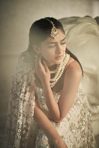 Shehla Khan-White Crochet Lace Lehenga Set-INDIASPOPUP.COM