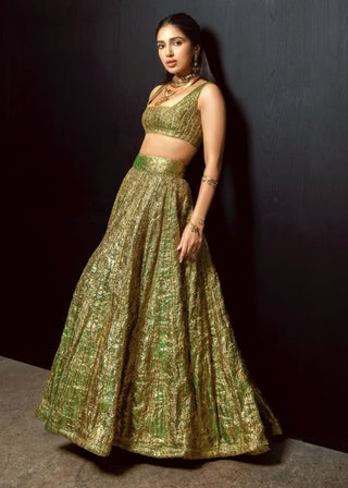 Pushp lampi green lehenga set