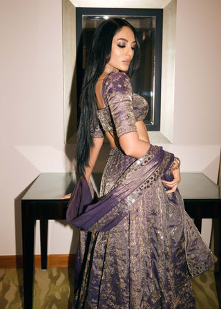 Baigani Metallic Lehenga Set by Punit Balana available on Indiaspopup.com