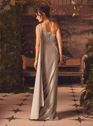 Sterling beige draped gown