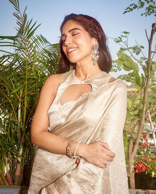 Champagne jenna sari and unstitched blouse