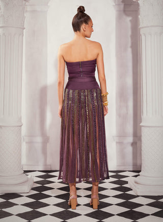 Aubergine Heavy Embellished Skirt by Nikita Mhaisalkar available on Indiaspopup.com