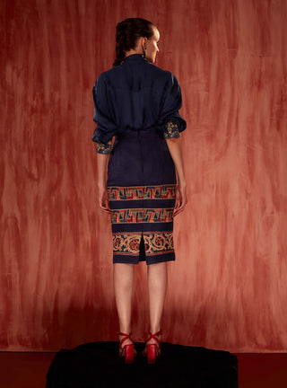 Tile Thread Embroidered Pencil Skirt by Nikita Mhaisalkar available on Indiaspopup.com