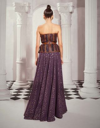 Aubergine Asymmetrical Skirt by Nikita Mhaisalkar available on Indiaspopup.com