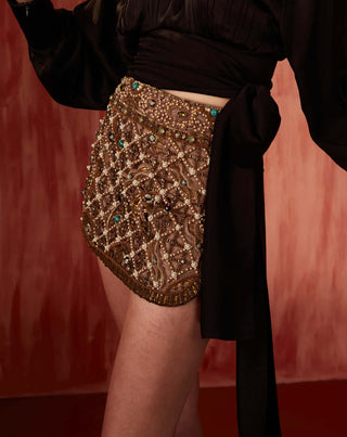 Pearl Jewelled Cutwork Skirt by Nikita Mhaisalkar available on Indiaspopup.com
