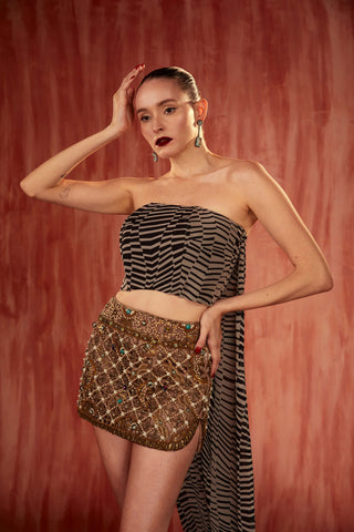 Pearl Jewelled Cutwork Skirt by Nikita Mhaisalkar available on Indiaspopup.com