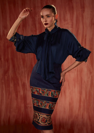 Tile Thread Embroidered Pencil Skirt by Nikita Mhaisalkar available on Indiaspopup.com