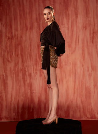 Pearl Jewelled Cutwork Skirt by Nikita Mhaisalkar available on Indiaspopup.com