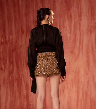 Pearl Jewelled Cutwork Skirt by Nikita Mhaisalkar available on Indiaspopup.com