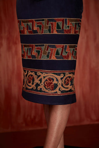 Tile Thread Embroidered Pencil Skirt by Nikita Mhaisalkar available on Indiaspopup.com