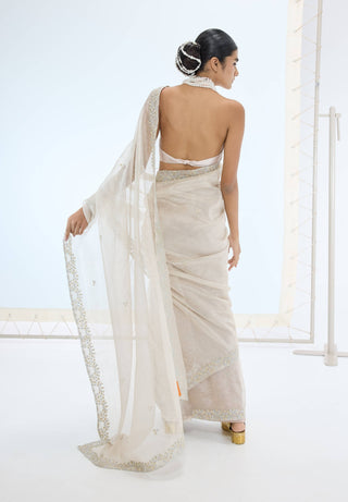 Champagne eva sari and unstitched blouse