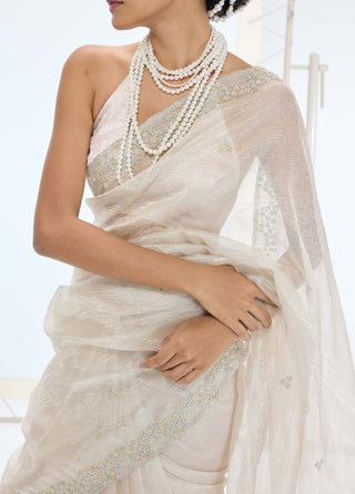 Champagne eva sari and unstitched blouse