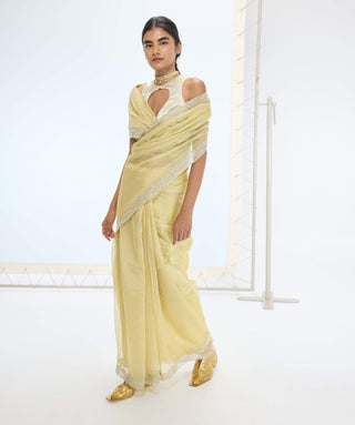 Lemon eva sari and unstitched blouse