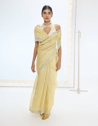 Lemon eva sari and unstitched blouse