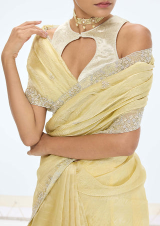 Lemon eva sari and unstitched blouse